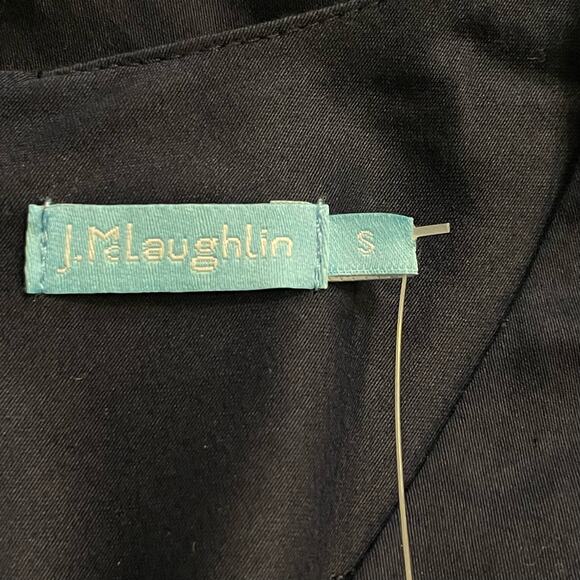 J Mclaughlin Dara Dress Sz S Midi Navy V Neck Ruffle Hem 3/4 Sleeve NEW Classy - Picture 3 of 11